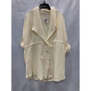 Cozy Co. Luxe Wavy Ribbed Button Down Cream